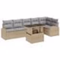 vidaXL Ensemble de jardin 7 pièces avec coussins beiges en poly rotin