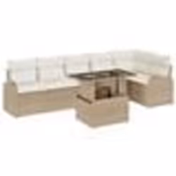 vidaXL Ensemble de Jardin 7 Pièces avec Coussins Beige en Rattan Synthétique
