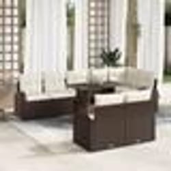 vidaXL Ensemble de Canapé de Jardin 9 Pièces avec Coussins Marron en Rattan Synthétique