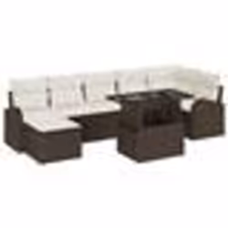 vidaXL Ensemble de canapés de jardin 8 pièces avec coussins en poly rattan brun