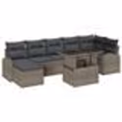 vidaXL Set de canapé de jardin 8 pièces avec coussins gris en poly rotin