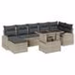 vidaXL Set de canapés de jardin 8 pièces avec coussins, gris clair, en rattan