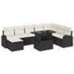 vidaXL Ensemble de Salon de Jardin 9 pièces avec coussins en rattan synthétique noir