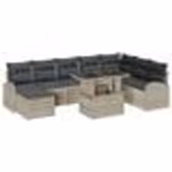 vidaXL Set de canapé de jardin 9 pièces avec coussins en poly rotin gris clair