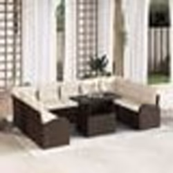 vidaXL Set de canapé de jardin en 10 pièces avec des coussins en poly rattan marron