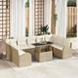 vidaXL Set de canapé de jardin de 10 pièces avec coussins en rotin synthétique beige