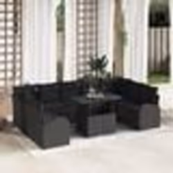 vidaXL Ensemble de canapés de jardin en 10 pièces avec coussins en poly rattan noir
