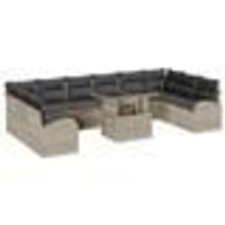 vidaXL Ensemble de canapés de jardin 11 pièces avec des coussins en poly rotin gris clair