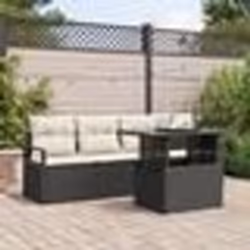 vidaXL Ensemble de canapés de jardin 5 pièces avec coussins en rotin synthétique noir