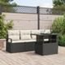 vidaXL Ensemble de canapés de jardin 5 pièces avec coussins en rotin synthétique noir