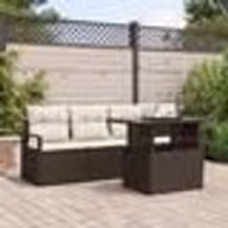 vidaXL Set de salon de jardin 5 pièces avec coussins marron en rotin synthétique
