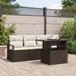 vidaXL Set de salon de jardin 5 pièces avec coussins marron en rotin synthétique