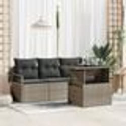 vidaXL Ensemble jardin 5 pièces avec coussins gris en rotin synthétique