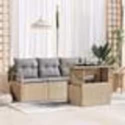 vidaXL Ensemble de jardin 5 pièces avec coussins beige en poly rotin