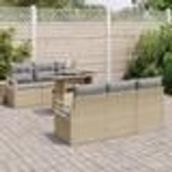 vidaXL Canapé de Jardin 7 Pièces avec Coussins Beiges en Rattan Poly