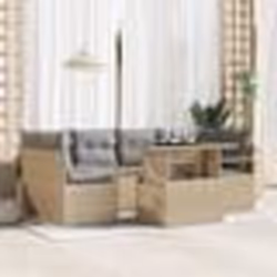 vidaXL Set de canapés de jardin 7 pièces avec coussins beiges en poly rattan