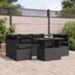 vidaXL Ensemble de jardin 7 pièces avec coussins noirs en rattan synthétique