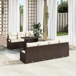 vidaXL Ensemble de canapés de jardin 8 pièces avec coussins marron en polyrotin