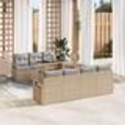 vidaXL Set de Canapé de Jardin 8 Pièces avec Coussins Beiges en Rattan Synthétique