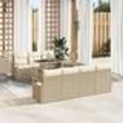 vidaXL Canapé de Jardin 8 Pièces avec Coussins Beige en Rattan Synthétique