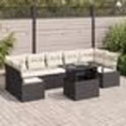 vidaXL Ensemble de jardin 8 pièces avec coussins en polyrotin noir