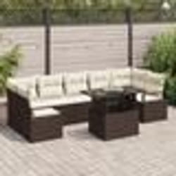 vidaXL Canapé de jardin 8 pièces avec coussins marron