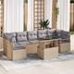 vidaXL Canapé de jardin 8 pièces avec coussins beige en rattan synthétique