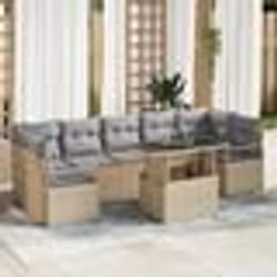 vidaXL Canapé de jardin 8 pièces avec coussins beige en rattan synthétique