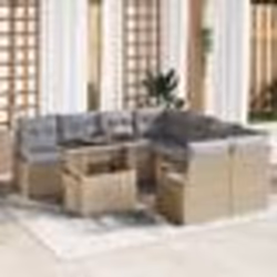 vidaXL Ensemble de canapés de jardin 9 pièces en polyrotin beige