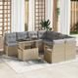 vidaXL Ensemble de canapés de jardin 9 pièces en polyrotin beige