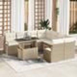 vidaXL Canapés de jardin 9 pièces avec coussins beige
