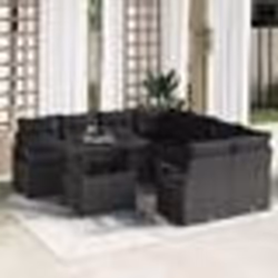 vidaXL Set de canapés de jardin 9 pièces avec coussins en rotin noir