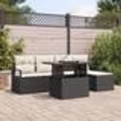 vidaXL Ensemble de canapés de jardin 6 pièces avec coussins noirs en poly rotin