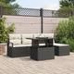 vidaXL Ensemble de canapés de jardin 6 pièces avec coussins noirs en poly rotin