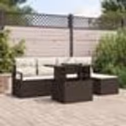 vidaXL Ensemble de jardin 6 pièces avec coussins marron en poly rotin