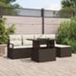 vidaXL Ensemble de jardin 6 pièces avec coussins marron en poly rotin