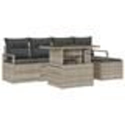 vidaXL Set de salon de jardin 6 pièces avec coussins gris clair en poly rotin