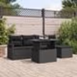 vidaXL Ensemble de jardin 6 pièces avec coussins en polyrotin noir