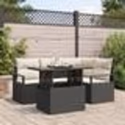 vidaXL Set de canapés de jardin 5 pièces avec coussins en poly rattan noir