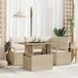 vidaXL ensemble de salon de jardin 5 pièces avec des coussins beiges en poly rotin