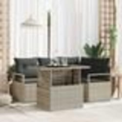 vidaXL Canapé de Jardin 5 Pièces avec Coussins Gris Clair