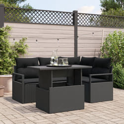 Vidaxl - Ensemble de 5 Pièces de Canapés de Jardin avec Coussins en Poly Rattan Noir