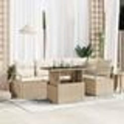 vidaXL Ensemble de jardin 6 pièces avec coussins beiges en poly rotin