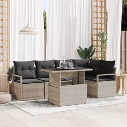 vidaXL Canapé de jardin 6 pièces avec des coussins gris clair en poly rattan