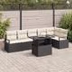 vidaXL Ensemble de salon de jardin 7 pièces avec coussins en poly rattan noir