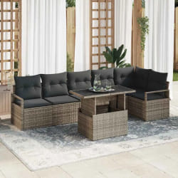 vidaXL Ensemble de salon de jardin 7 pièces avec coussins gris
