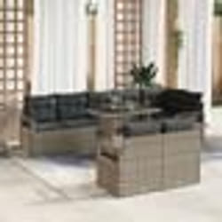 vidaXL Canapé de jardin 9 pièces avec coussins gris en polyrotin