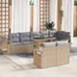 vidaXL Ensemble de canapé de jardin 9 pièces avec coussins beige en poly rattan