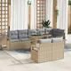 vidaXL Ensemble de canapé de jardin 9 pièces avec coussins beige en poly rattan