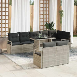 vidaXL Ensemble de canapé de jardin 9 pcs Gris clair 100 x 55 x 73 cm